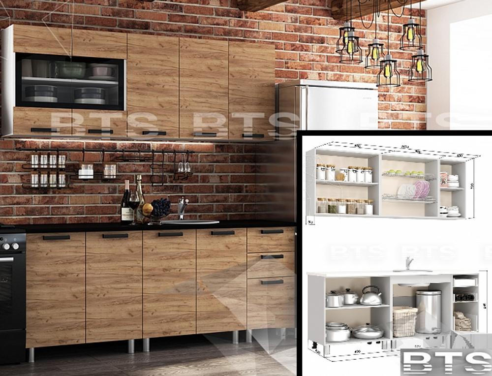 Кухня Крафт 2,0м (ЛДСП) + столешница 2,0м