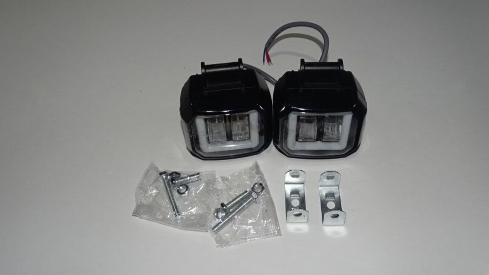 Фара светодиодная дополнительная 2 LED 12-80V с ДХО (квадрат) (TLT)