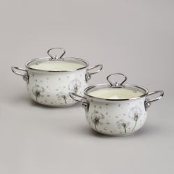 НАБОР КАСТРЮЛЬ ЭМАЛИРОВАННЫЙ, СЕРИЯ "DANDELION" 4ПР. 2,0/2,8Л ДИА.18/20СМ