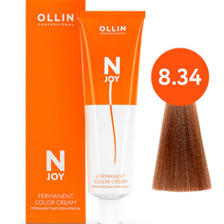 OLLIN PROFESSIONAL N-JOY - перманентная крем-краска для волос, 8/34 светло-русый золотисто-медный, 100 мл