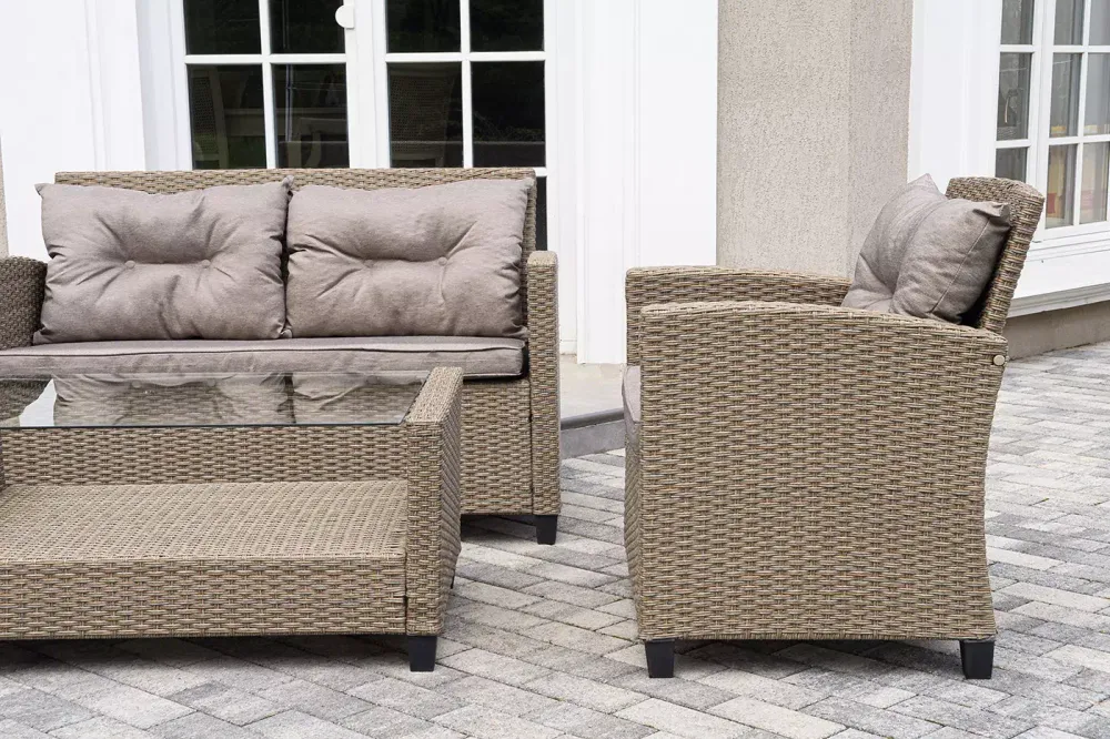 "Филадельфия" лаунж-зона из искусственного ротанга, цвет соломенный