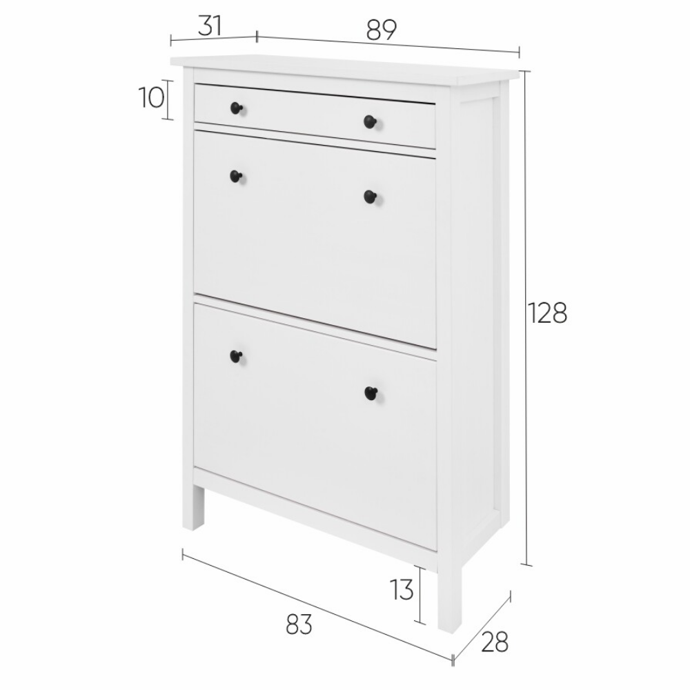 Обувница 3 ящика КЫМОР (HEMNES), 89х31х128 см, белый