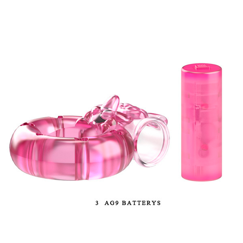 Розовое эрекционное кольцо с вибрацией 3,5х5см Baile Pink Rabbit Cock Rings BI-010082