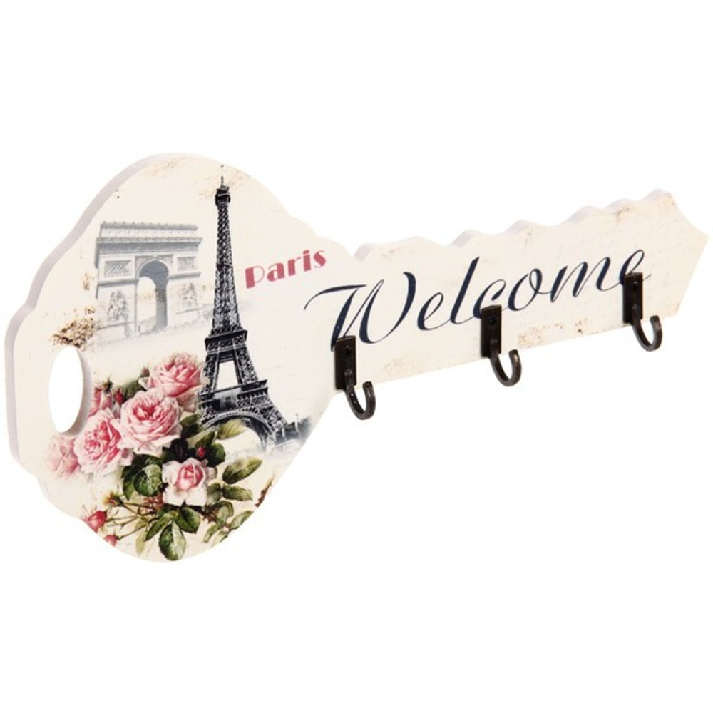 Ключница 24*12см «Париж» 3 крючка, деревянная