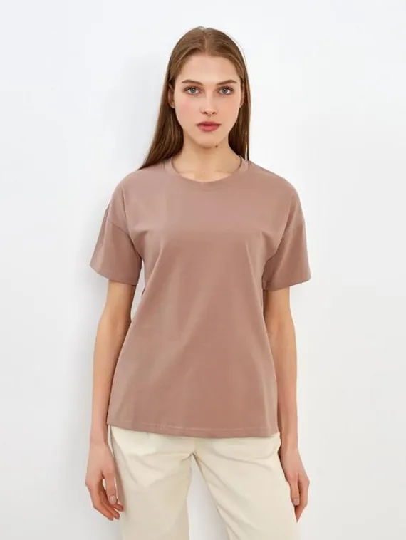 Футболка женская Basic line, цвет коричневый, р-р 46