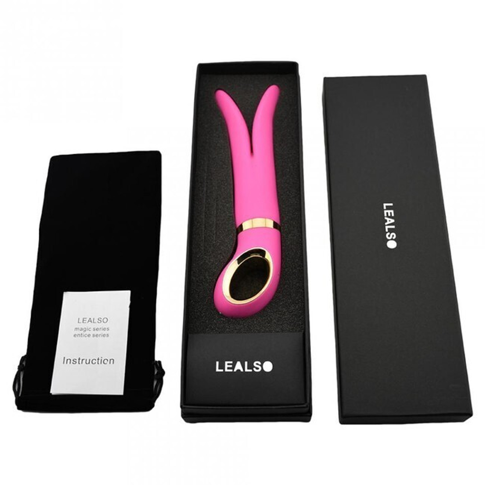 Двойной перезаряжаемый вибратор Lealso Rose (6 режимов) (Цвет: розовый)