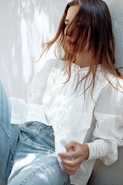 ZARA РОМАНТИЧНАЯ РУБАШКА ZW COLLECTION, БЕЛЫЙ
