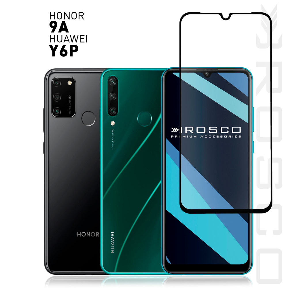 Защитное стекло ROSCO для Honor 9A;Huawei Y6p (арт. HW-Y6P-FSP-GLASS-BLACK)