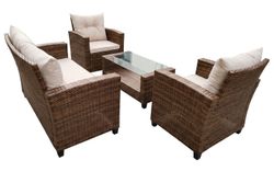 "Филадельфия" лаунж-зона из искусственного ротанга, цвет коричневый, цвет подушек светло-бежевый
