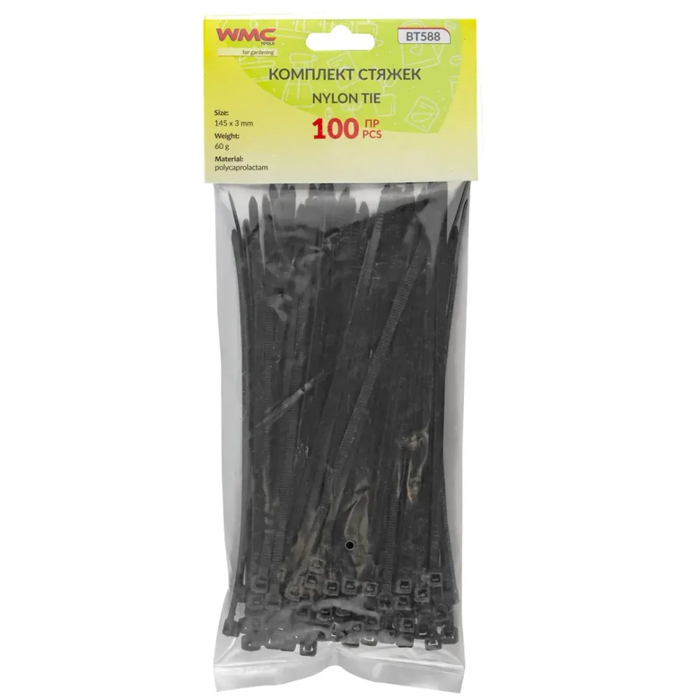 Стяжка нейлоновая 145х3мм (100шт./к-т) WMC TOOLS WMC-BT588
