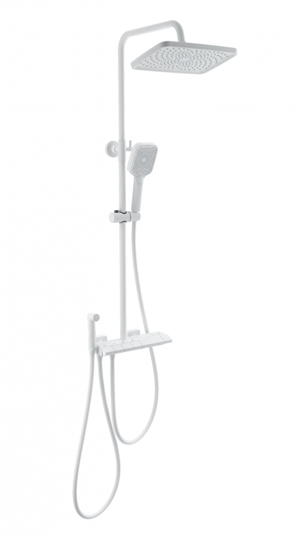 Душевая система с техническим душем и термостатом WONZON & WOGHAND MUSE Piano, Белый матовый (WW-B4132-A-MW)