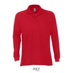 Рубашка поло мужская Sol's Star с длинным рукавом. Красный  L