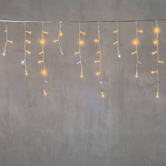 Светодиодная бахрома с колпачком 3,1*0,5 м., 120 желтых LED ламп, мерцание, прозрачный провод ПВХ, IP65, LTC (PIL120BLWCAP-10-2Y)