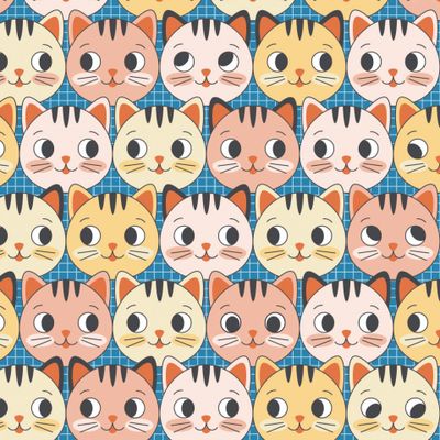 котики на клетчатом фоне