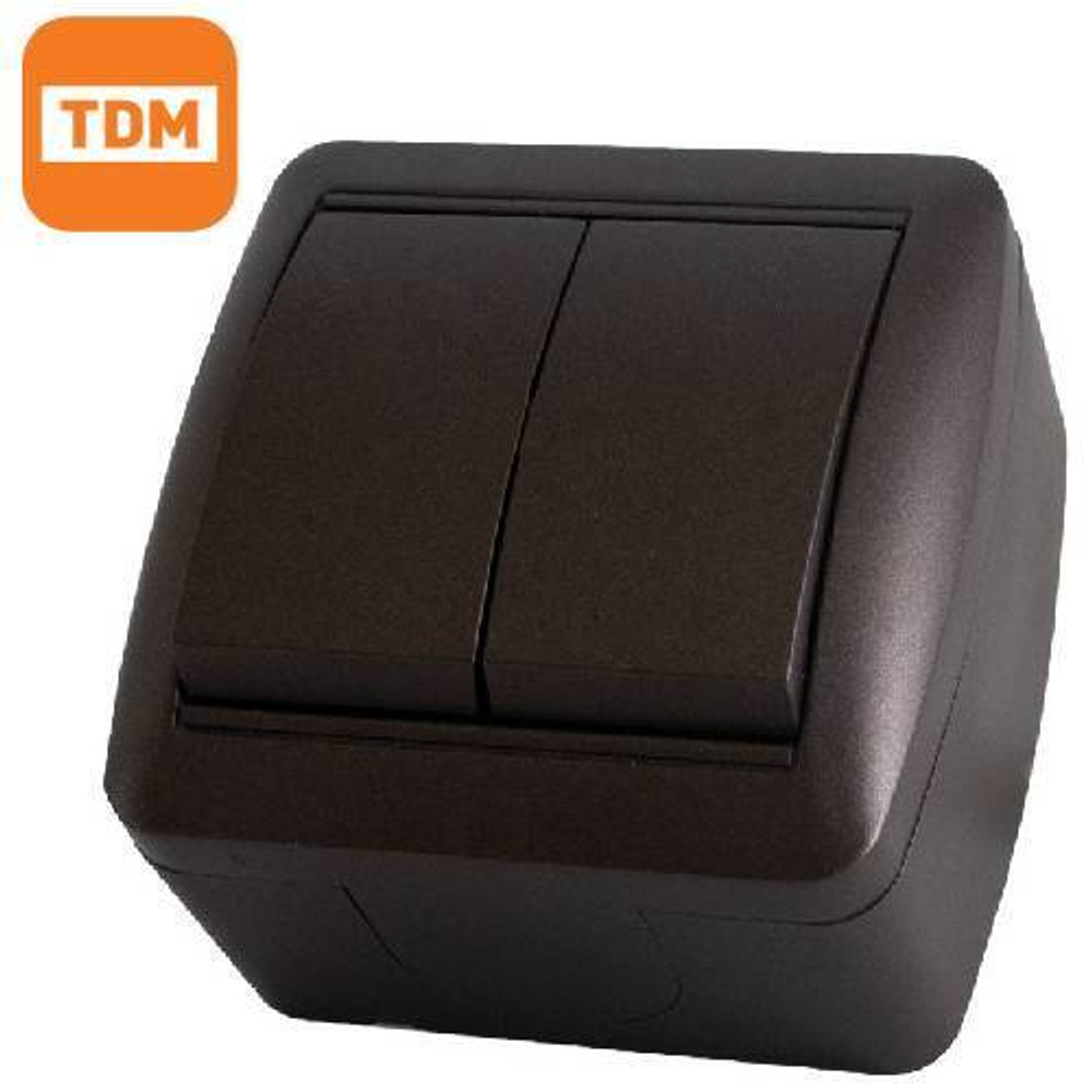 Выключатель 2кл IP44 10A (шоколад) Селигер TDM SQ1818-0202