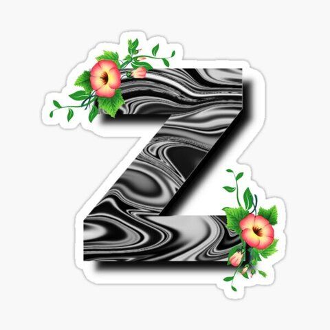 Наклейка Z (мраморная с цветами)