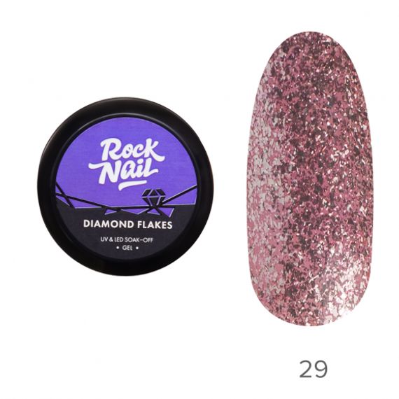 Гель-краска RockNail Diamond Flakes 29 Rose Gold