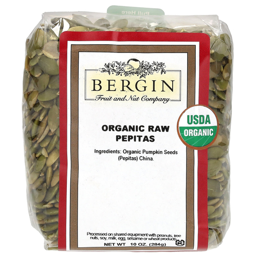 Bergin Fruit and Nut Company, Органические сырые тыквенные семечки, 284 г (10 унций)