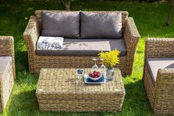 "Капучино" журнальный столик из искусственного ротанга (гиацинт), цвет соломенный