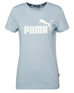 Женская теннисная футболка Puma ESS Logo Heather Tee - небесный