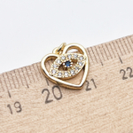 Подвеска Сердце с глазом, цвет золото, фианиты, размер 13*12 мм, цена за 1 шт