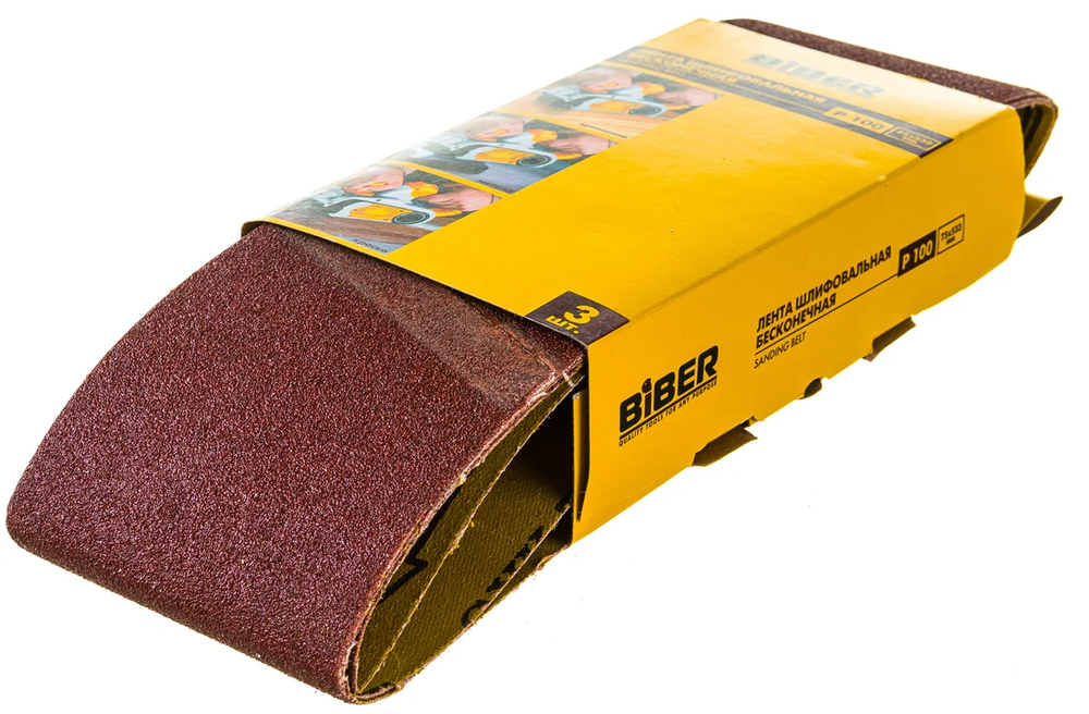 БИБЕР 70344 Лента Бесконечная для ленточно-шлиф машин (уп 3 шт)75х533мм Р100(20/60)