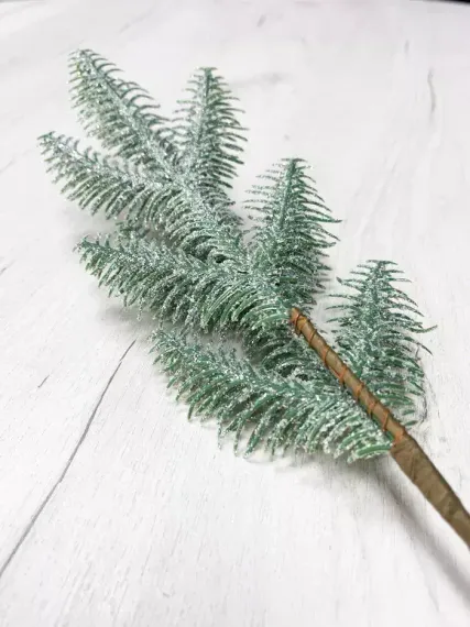 Ветвь еловая Блестящая в инее 35 см., Christmas DeLuxe (89167)