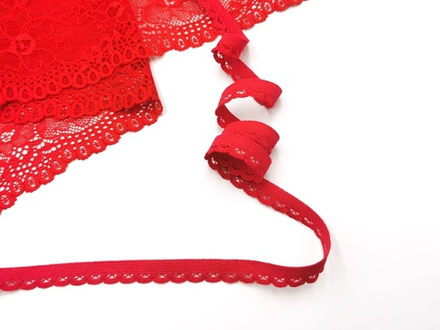 Ажурная резинка, 11мм, красная, Lauma, (AZH/11-100), м