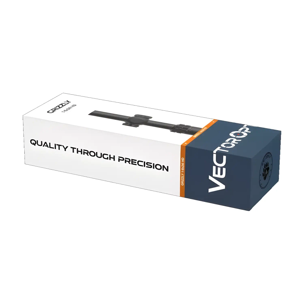 Оптический прицел Vector Optics GRIZZLY 1-6x24i HD Fiber (SCOC-50) - упаковка с логотипом и характеристиками
