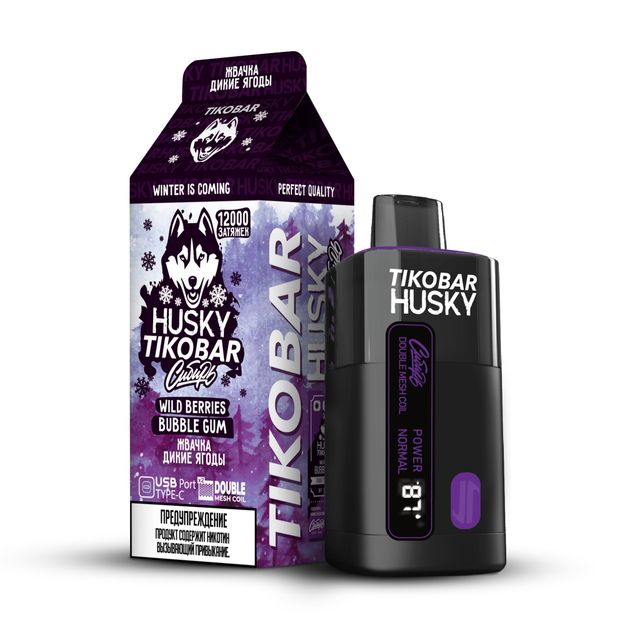 Одноразовый Pod Tikobar Husky Сибирь - Wild Berries Bubble Gum (12000 затяжек)