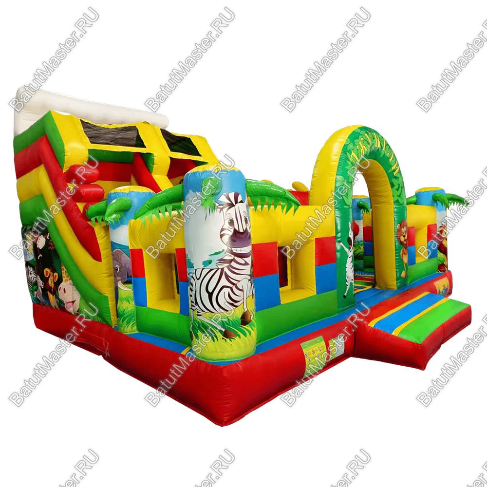 Коммерческий батут "Белый клык в джунглях", размер 6*5*4 м