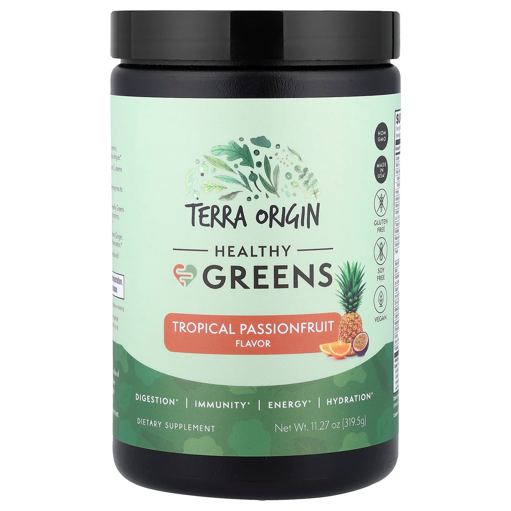 Terra Origin, Healthy Greens, тропическая маракуйя, 319,5 г (11,27 унции)