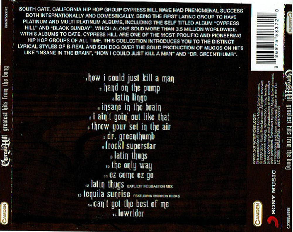CD Cypress Hill - Greatest Hits From The Bong (Европа 2009г.)