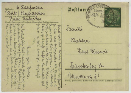 Почтовая карточка - Германия - 1935 год, (Bahnpost). Подписана, прошла почту.