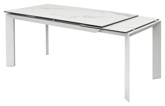 Стол CREMONA 140 HIGH GLOSS STATUARIO Белый мрамор глянцевый, керамика/ белый каркас