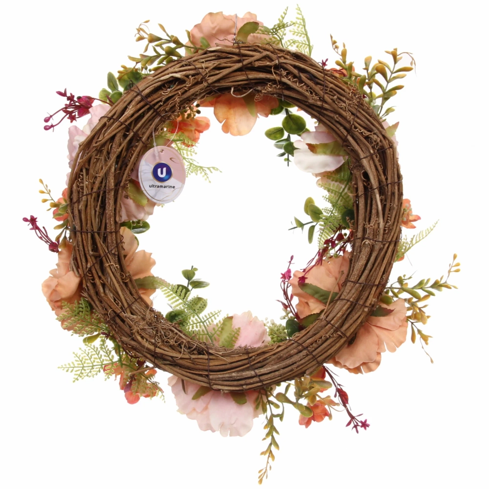 Цветы искусственные венок «Фантазия» 42см оранжевый