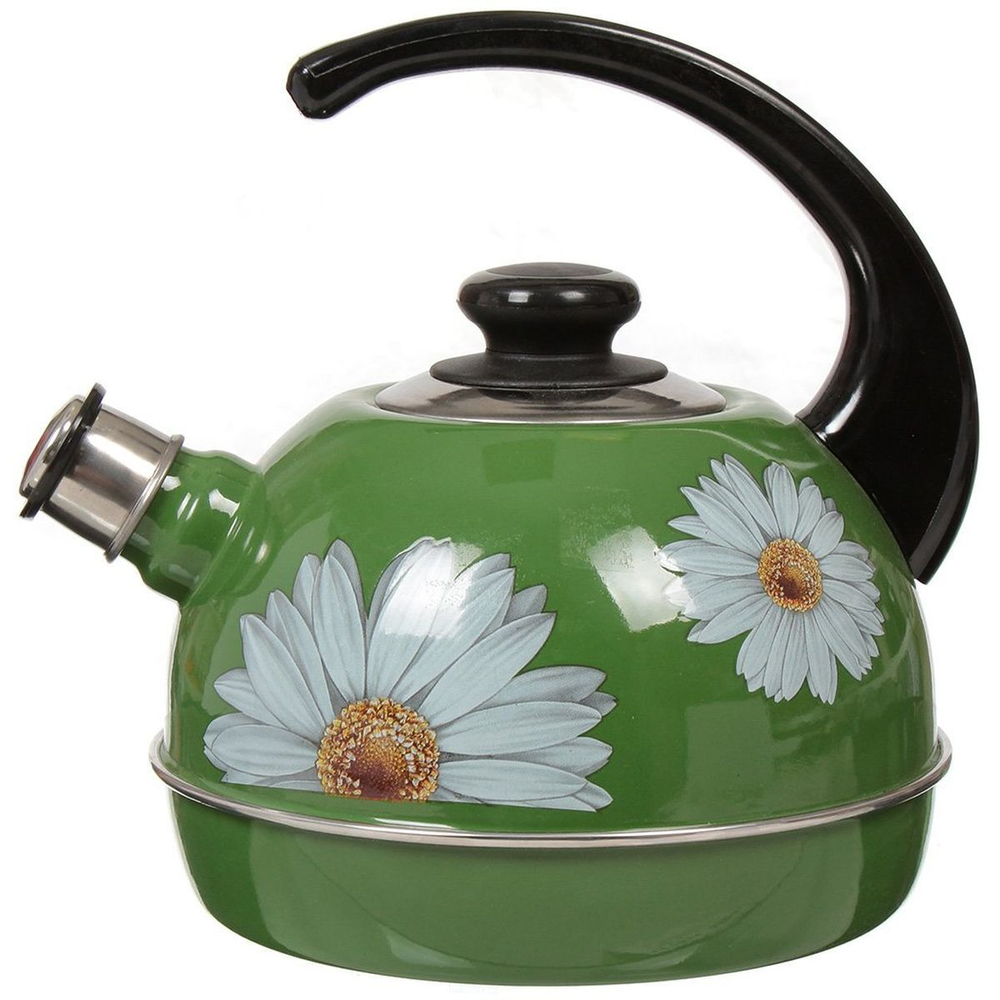 Чайник сталь, эмал, 3.5 л, свист, руч консоль, Рубин, С1605, зел, T04/35/07/05/ 07/ 14/33