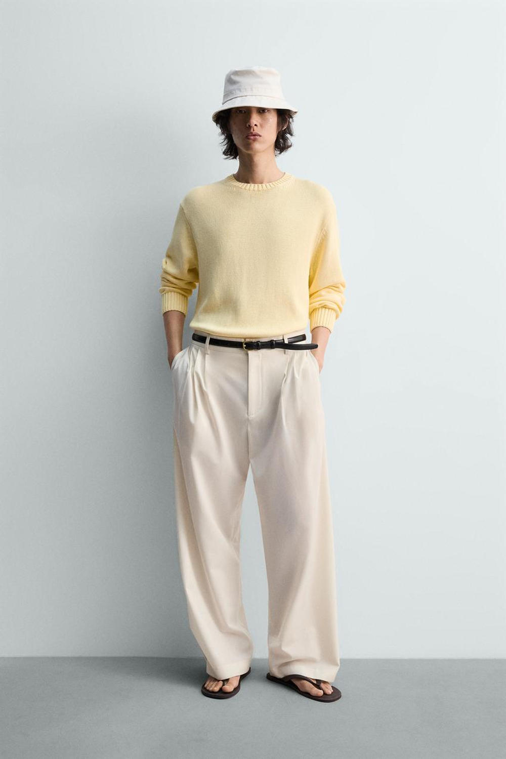 ZARA СВИТЕР ИЗ РЕЛЬЕФНОГО ХЛОПКА, ЖЕЛТЫЙ