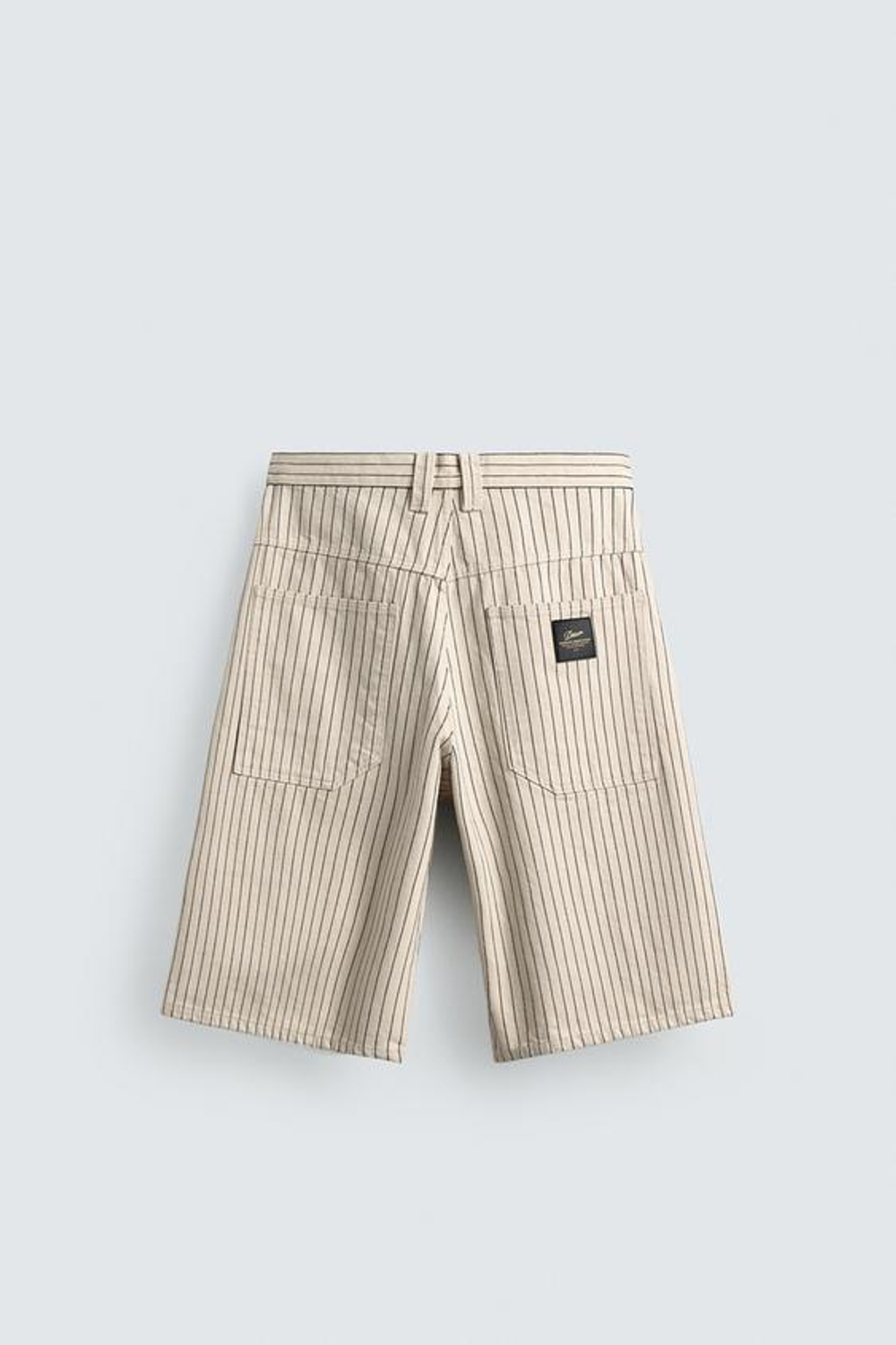 ZARA ШОРТЫ-ДЖОРТСЫ RELAXED FIT В ПОЛОСКУ, ЭКРЮ