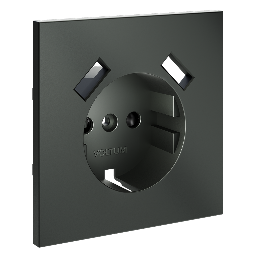 Накладка для розетки с заземлением и защитными шторками, с USB A+A, (титан) Voltum S70 VLS000906