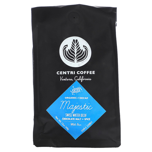 Centri Coffee, Centri Coffee, органический Majestic, шоколадный солод и специи, цельные зерна, без кофеина, 340 г (12 унций)