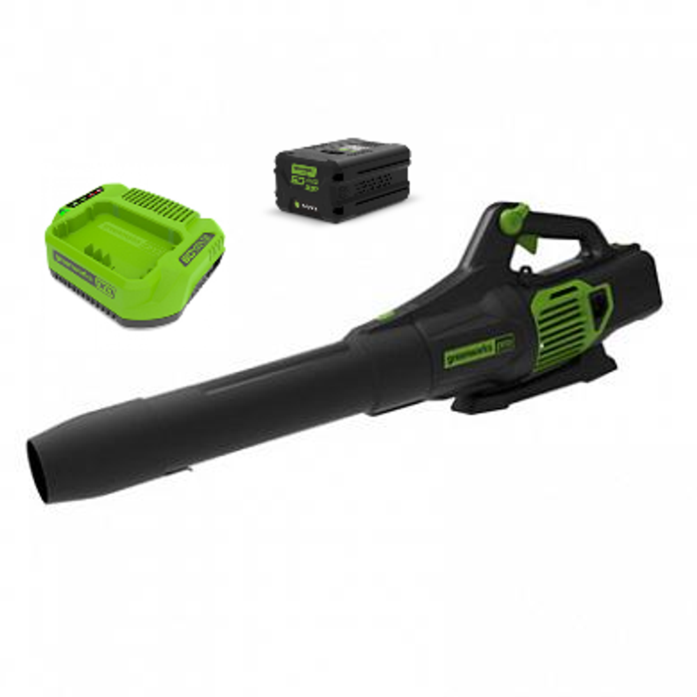 Аккумуляторный воздуходув Greenworks GD60ABK5, 60v, АКБ 5 А·ч и ЗУ