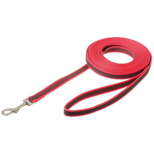 Поводок с латексом (облегчённая лента) стальная фурнитура красный 5м 73-2577