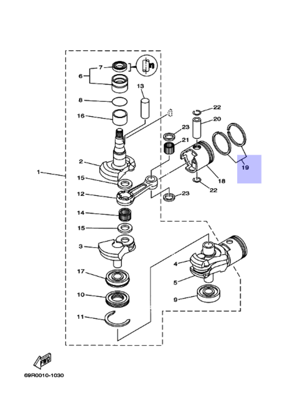 Кольца поршневые Yamaha 25/30лс +0.25 (61N116040000)