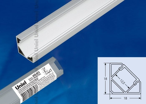 Накладной профиль для светодиодной ленты, анодированный алюминий. Длина 200 см. ТМ Uniel.
