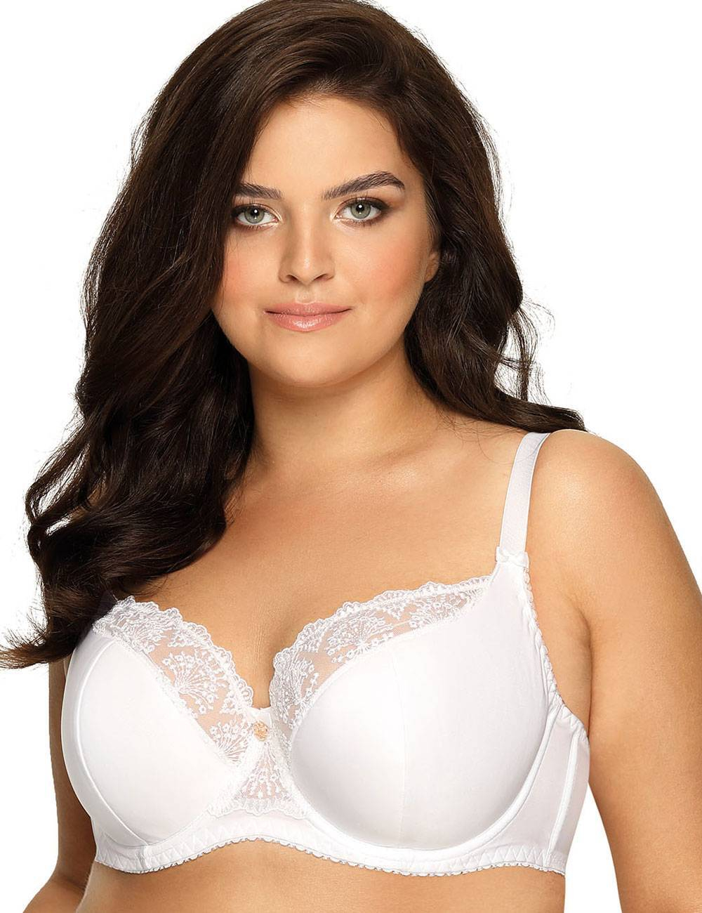 Бюстгальтер Freesia с сшивными чашками plus size и кружевом (Размер: 85H) (Цвет: белый)