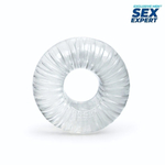 Прозрачное эрекционное кольцо с ребрышками (Цвет: прозрачный)