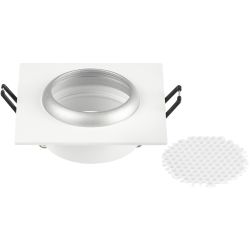 Светильник встраиваемый алюминиевый ЭРА KL110 WH/SL под лампу MR16 GU5.3 белый/серебро матовый | Алюминиевые встраиваемые светильники