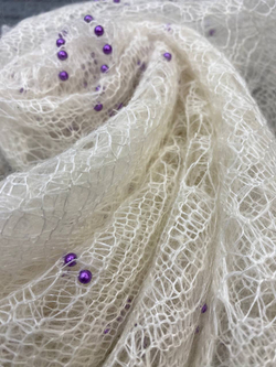 Пуховый палантин ажурный 150х60