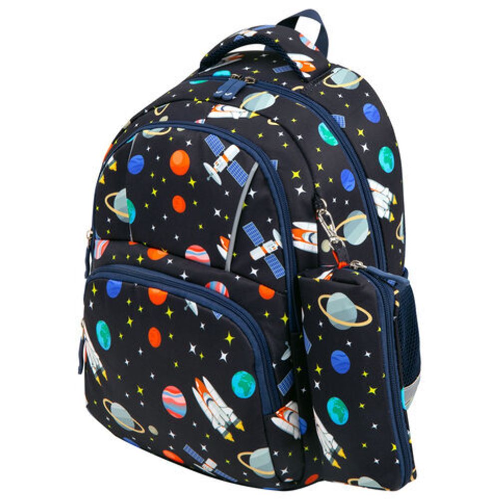 Рюкзак BRAUBERG KIDS SET, с пеналом в комплекте, 2 отделения, "Space infinity", 37x28x16 см, 272099